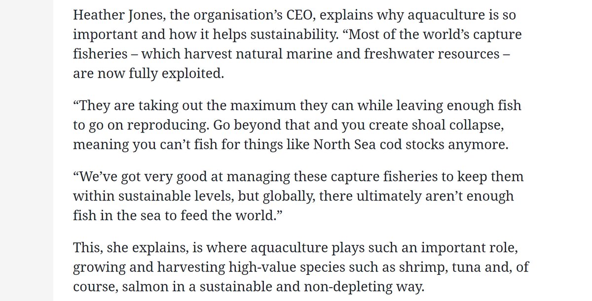 As many centuries-old fisheries have declined, investment in salmon farming has supplanted efforts to sustainably harvest Scotland's wild sea fish. The article contends our wild fisheries are 'fully exploited'. This is wrong + deeply skews the policy choices available...