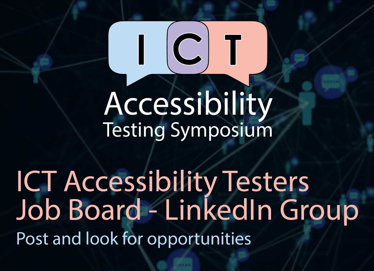 edaccessible's tweet photo. #RT @IAAPOrg: RT @A11yTesting20: Need a #a11yTester or looking for someone to fill a role? Come visit the #ICT Accessibility Testers #JobBoard. For this years symposium, we created an ongoing LinkedIn Group to help #accessibility testers find #ICTtesting… https://t.co/t1hBQtNxMO