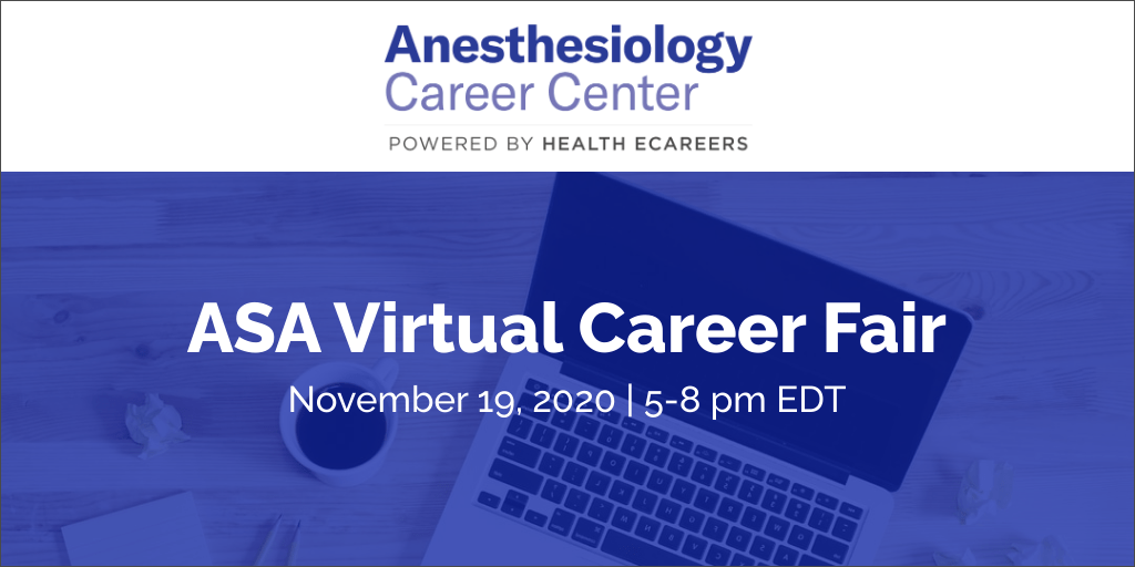 ASALifeline's tweet photo. Join us on November 19, 5-8 p.m. ET, to connect with private practice employers, group practices, hospitals, health care systems, and other recruiters for the ASA Virtual Career Fair. https://t.co/4OrwiJCozF

#anesthesia #anesthesiology https://t.co/jphMed8Ros