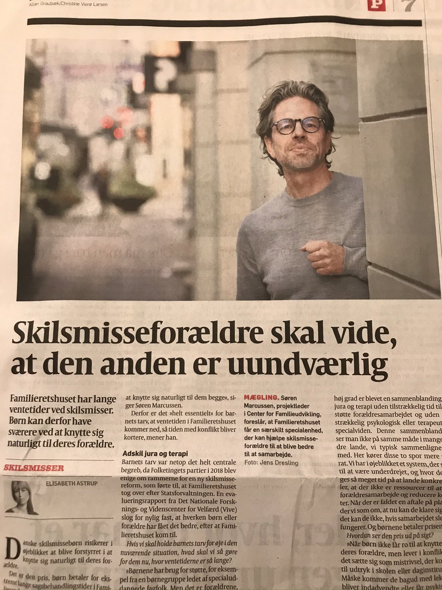 #politiken sætter i dag igen vigtig fokus i interview med Søren fra #centerforfamilieudvikling om børn og deres skilte familiers behov for mere støtte