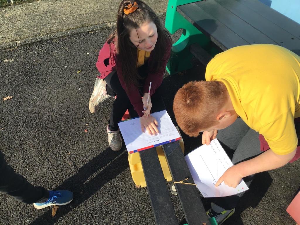 MillburnSchool's tweet photo. Our Year 6 pupils certainly enjoyed taking on a Viking Angle Hunt around our school grounds today. Lots of great discussion about the types of angles and lots of estimating and measuring too! @mathsweek #millburnequalssuccess https://t.co/hk7jaVNUV8