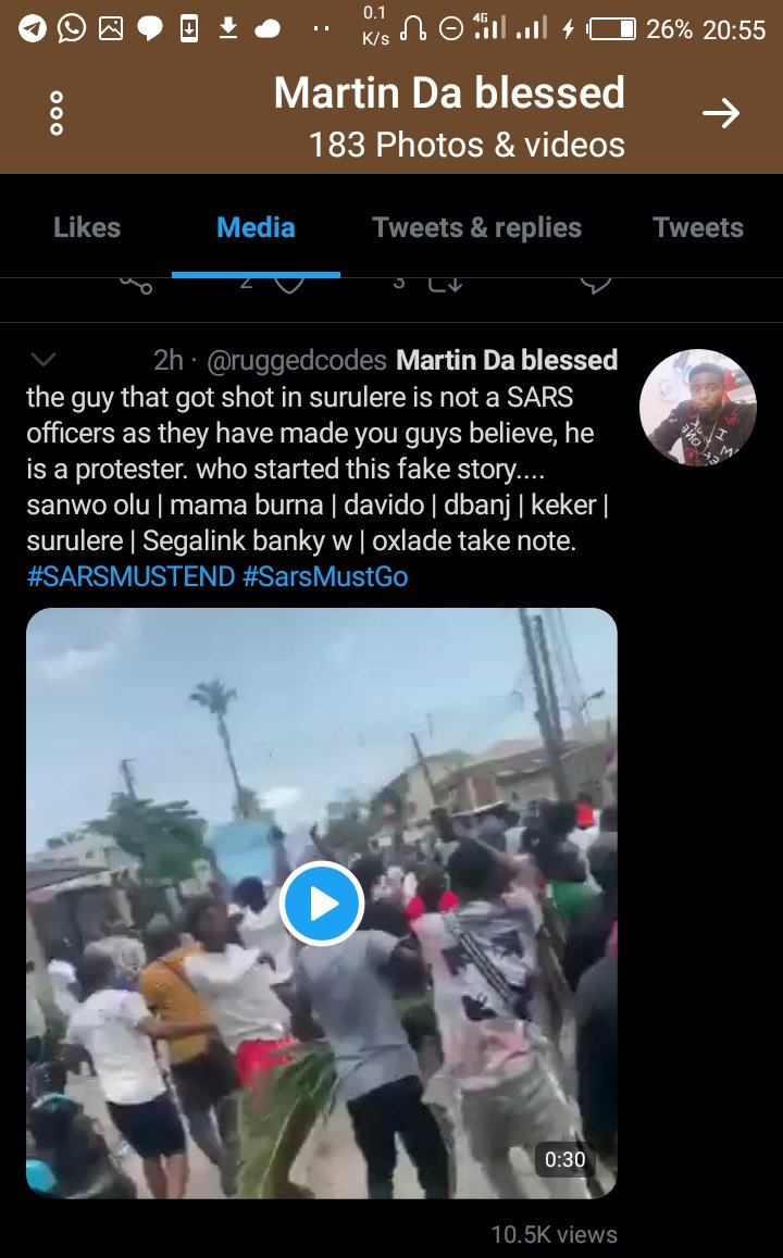 Looking at the video closely, one would see him not just at the front but would notice he made a run forward just few seconds before the gun shot began to rain on the protesters. Why? For what purpose was he there? Was he the only one?  #SARSMUSTEND  #EndPoliceBrutalityinNigeria