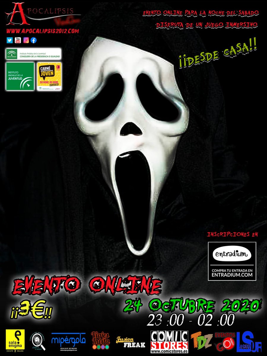 Lo prometido es deuda!!!!!

Os dejo un nuevo evento online para el próximo 24 de Octubre . 

Os dejamos el enlace para poder adquirir las entradas y recordaros que son grupos y muy reducidos. Así que no os quedéis sin vuestras entradas .

entradium.com/es/events/even…