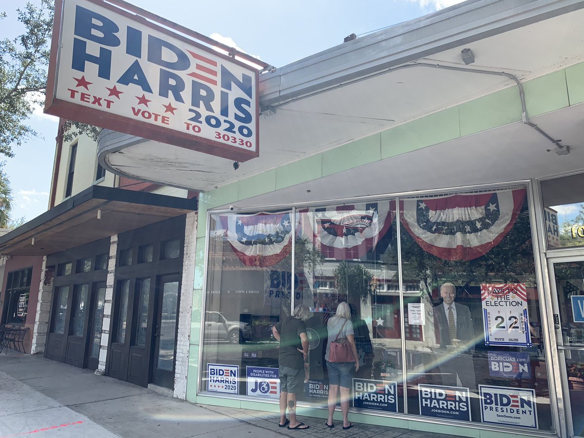 In downtown Sanford, not far from today’s Trump rally: the local Biden campaign office. Closed this Monday, a federal holiday.