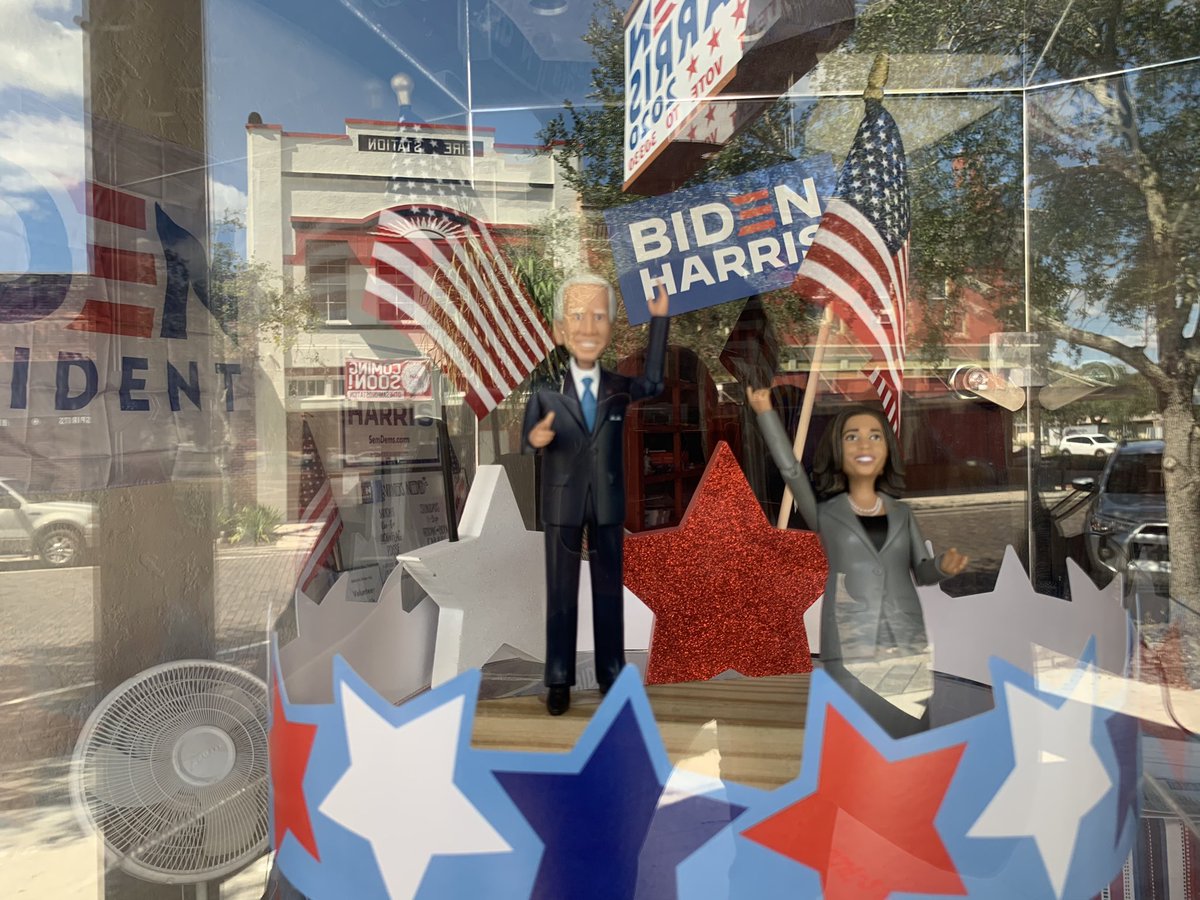 In downtown Sanford, not far from today’s Trump rally: the local Biden campaign office. Closed this Monday, a federal holiday.