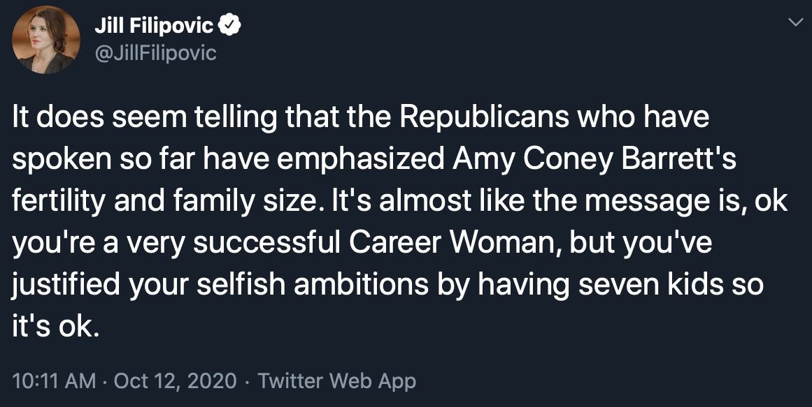 jtLOL's tweet photo. Feminists are angry and resentful because they thought they had to get abortions to succeed in a man's world, but now ACB comes along and proves that having kids doesn't have to hold you back. She's far more successful than they'll ever be, in every way. https://t.co/6XHLhprtYA https://t.co/RAqKsFXWoG