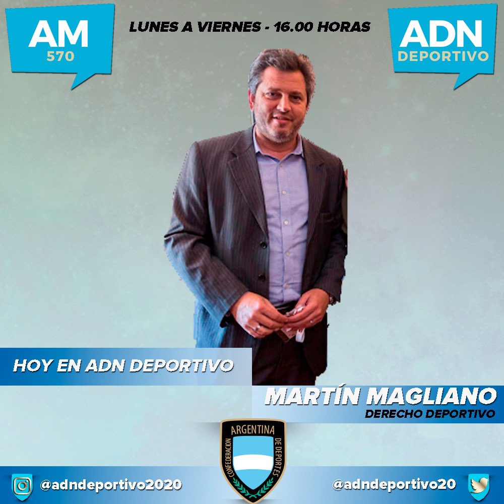 ADNDeportivo21's tweet photo. 📌Lunes en @Adndeportivo20 🏅 

🎙Charlamos con el Dr. Martín Magliano, abogado especialista en derecho deportivo 📚🖋

🗣”Ciencias Sociales y Deporte” de la mano de Rodrigo #Daskal con el historiador Julio Frydenberg como invitado 📖 https://t.co/lu9RWKpRU8