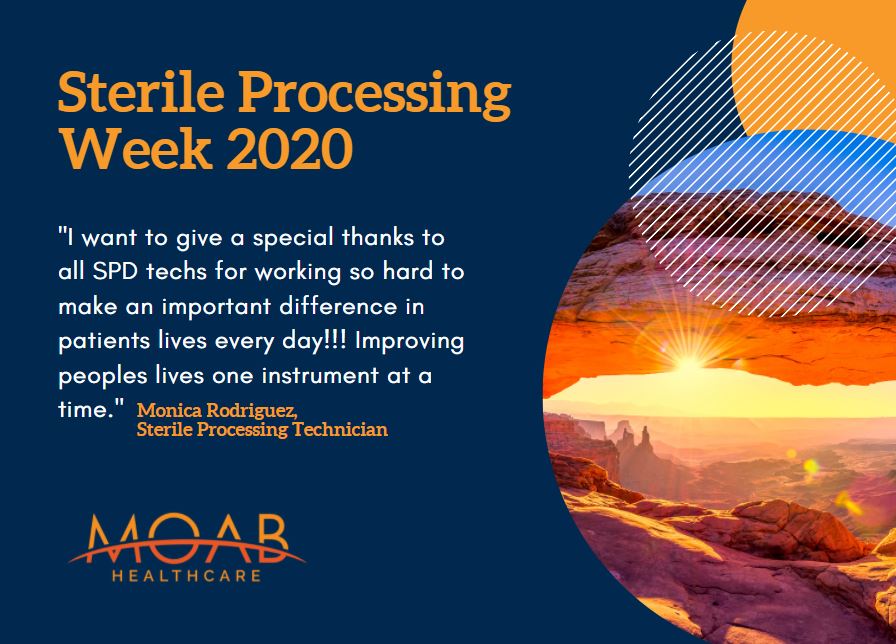 MoabHealthcare's tweet image. Sterile Processing Week 2020 is here! 🏥🙌💥

#SterileProcessing #SPD #SterileProcessingTechnician