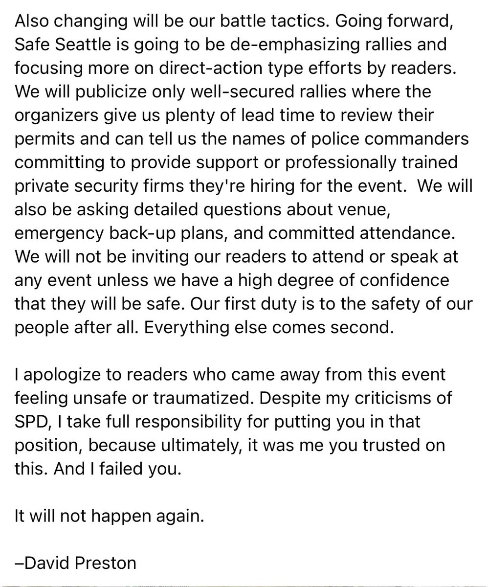 This is it. The single greatest post on the internet. The local rightwing hate group throws a pro-police rally and then discovers that, just like everyone else, the cops don't give a shit about them. So they're not going to do anymore rallies. Amazing. What a time to be alive.