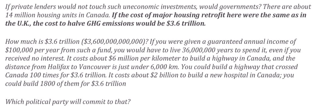 costellodaniel1's tweet photo. #TFFRR Bold Move One: Invest in Climate Resilient and Energy Efficient Buildings. Another bad #Butts idea.
The cost? How many trillions of dollars can Canadian taxpayers afford to retrofit Canadian buildings? Where will the trillions in costs come from?
https://t.co/Jq6csXiODj https://t.co/fBK2jrKfsj