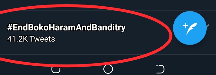 Alhamdulillah. AREWA youths/tweeps can I say we are making sense now? Yes we are making sense and we can make it. Let's keep it up. 41.2k tweets so far, we're fucking trending. #EndBokoHaramAndBanditry #EndBokoHaramAndBanditry #EndBokoHaramAndBanditry