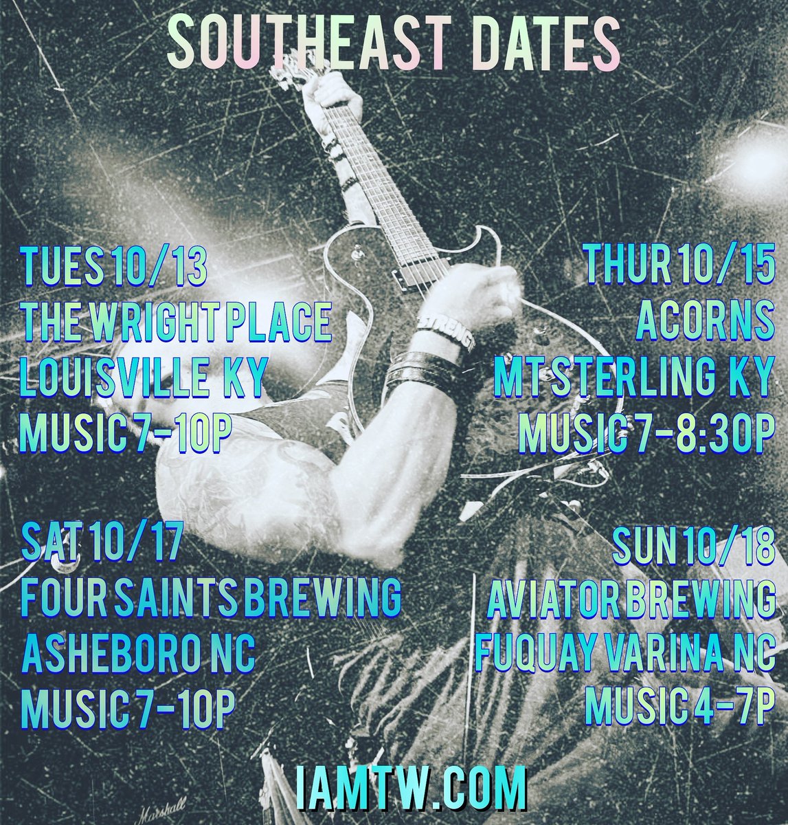Life is all about having adventures, & the next one starts now. Hitting the road for a short run of shows through the southeast. Here's to finding ways to make your heart happy. Cheers. 
.
.
.
#iamtw #soloacoustic #soloperformer #adventuretime #kentucky #northcarolina #looping