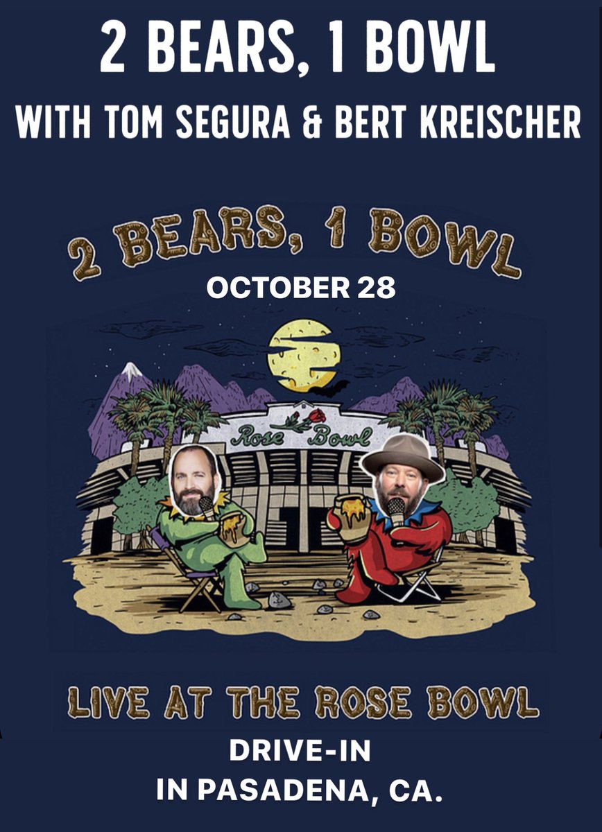therealNIGHTOUT's tweet image. 🚨ON SALE ALERT🚨 Get Ready for some big time comedy coming to Pasadena on 10/28 as @tomsegura &amp;amp; @bertkreischer present “2 Bears, 1 Bowl” - A drive-in comedy experience. Tickets go on sale today at 10:00 am pst @ 2bears1bowl.com