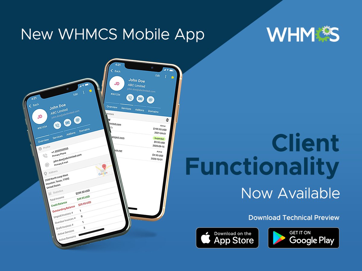 WHMCS Mobile App Tech Preview Update: Client Management functionality now available! Download or update today to add the ability to search, edit and manage clients while on the go. Available for free under the current Technical Preview 👉🏻 whmcs.com/mobile