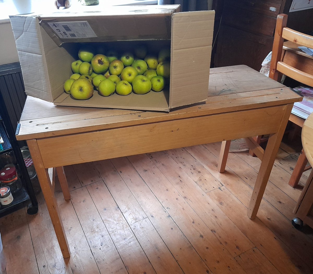 JOETHECOLEMAN's tweet photo. Wrote a website for my friend Jude Evans @RowansFireSafe and she returned the favour with a double kids' school desk and a box of bramley apples. Probably the most fun way I've ever been paid! https://t.co/ms7wi5AvSm