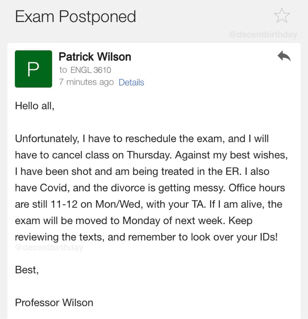Just received this rollercoaster of an email from one of my professors