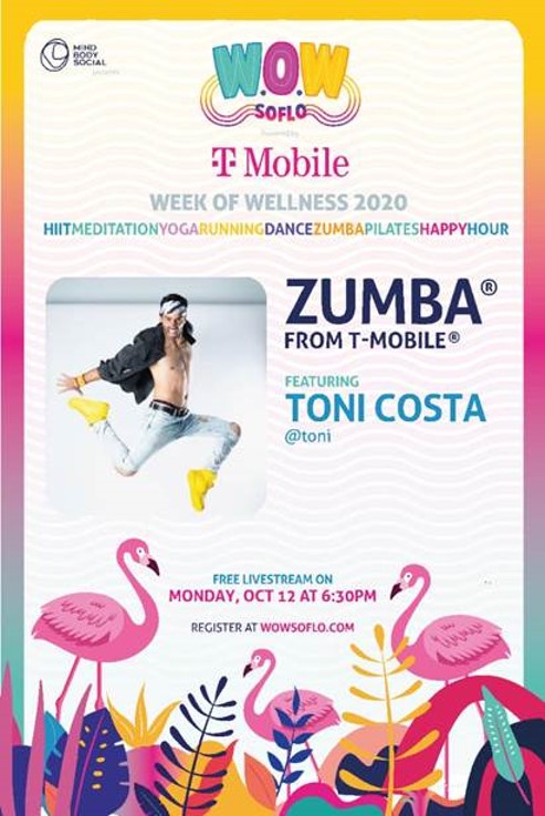 Ok, Miami! Time to get your ZUMBA on! Join us tonight at 6:30pm LIVE with the 1 & only, @ToniCosta at our T-Mo South Beach Signature store sponsored by @TMobile. Register at WoWSoFlo.com for a full week of AMAZING health & fitness classes! #STRMarketing #MiamiGoesLocal