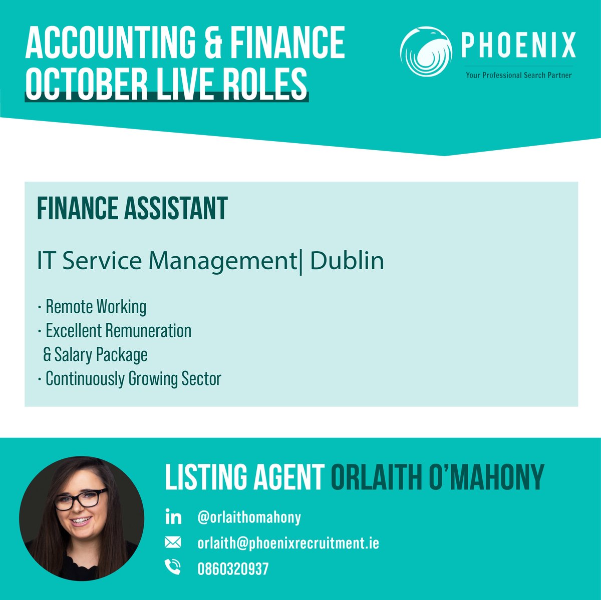 phoenixrecruit's tweet photo. 📣 LIVE ACCOUNTING &amp; FINANCE OPPORTUNITY 📣

Finance Assistant | IT Service Management | Dublin

Contact @OrlaithPhoenix for more information on this role. 👇
https://t.co/rgviSmYhHv #accounting #phoenixrecruitment https://t.co/IC0HyuVDrD
