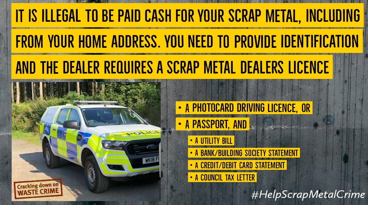 DCPoliceRural_D's tweet photo. Carrying out checks across #Devon today with @EnvAgency to ensure compliance with the #ScrapMetal Dealers Act &amp; disrupt the trade in #stolen #metal from #HeritageSites, #Farms &amp; #Infrastructure. If you're offered #Cash4Scrap this is illegal &amp; should be reported to @EnvAgency. https://t.co/bH7ywe7od2