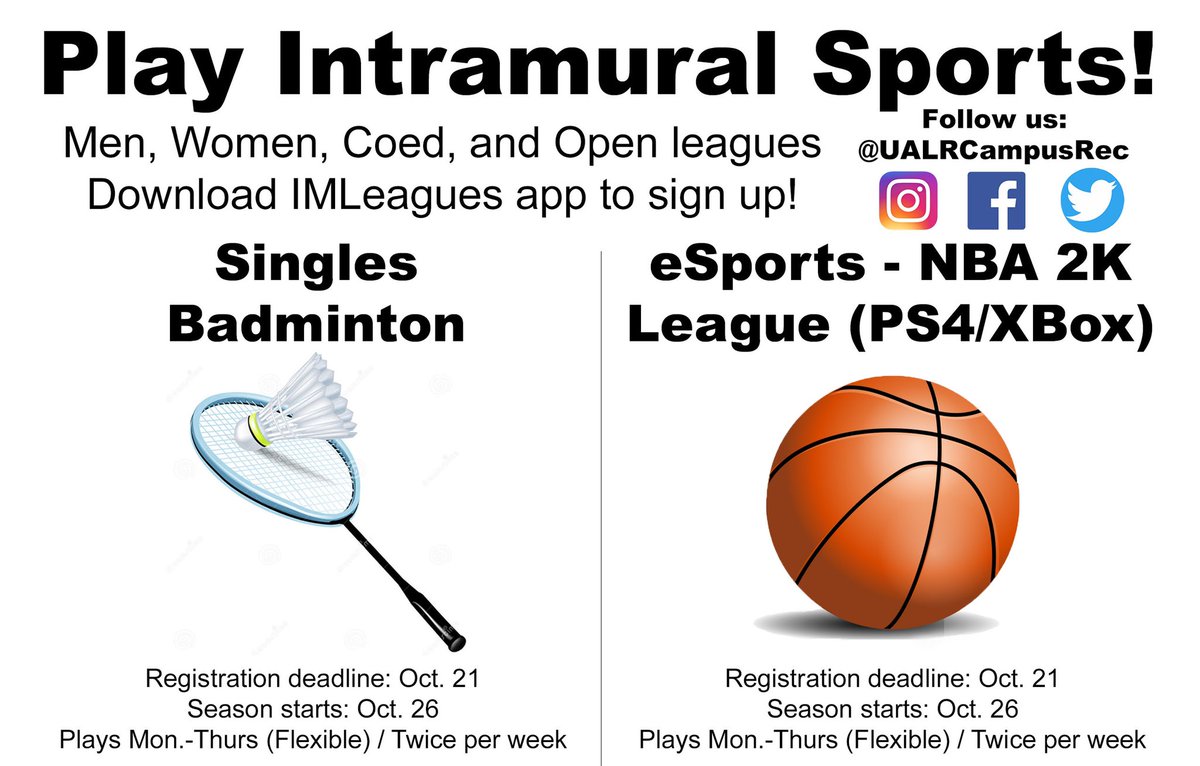 UALRCampusRec's tweet photo. Sign up NOW! https://t.co/LuUq51wCQ8