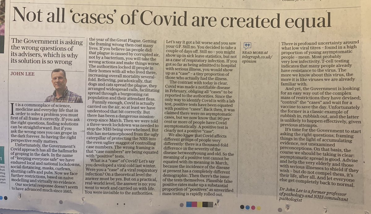 Well argued piece from former Professor of Pathology Dr John Lee.

Worth reading.

It’s a measured and thoughtful take on our Covid predicament .... emphasising what we do now know while acknowledging what we don’t.