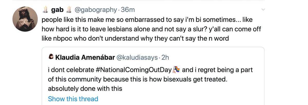 ah apparently theres mystery biphobia, apparently being called a cunt for saying dyke because i happen to like more than one gender is not biphobia