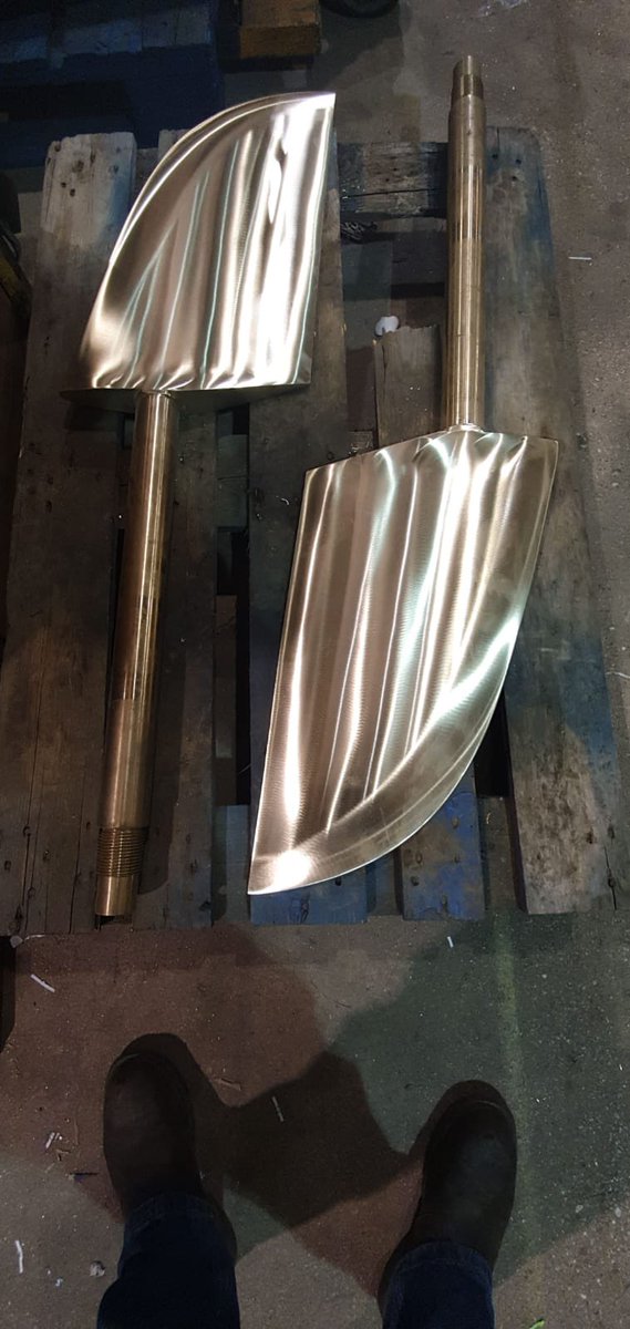 Some lovely shiny new rudders all ready to be sent off to a client.  #madeinbritain #rudders #sterngear #boatprop