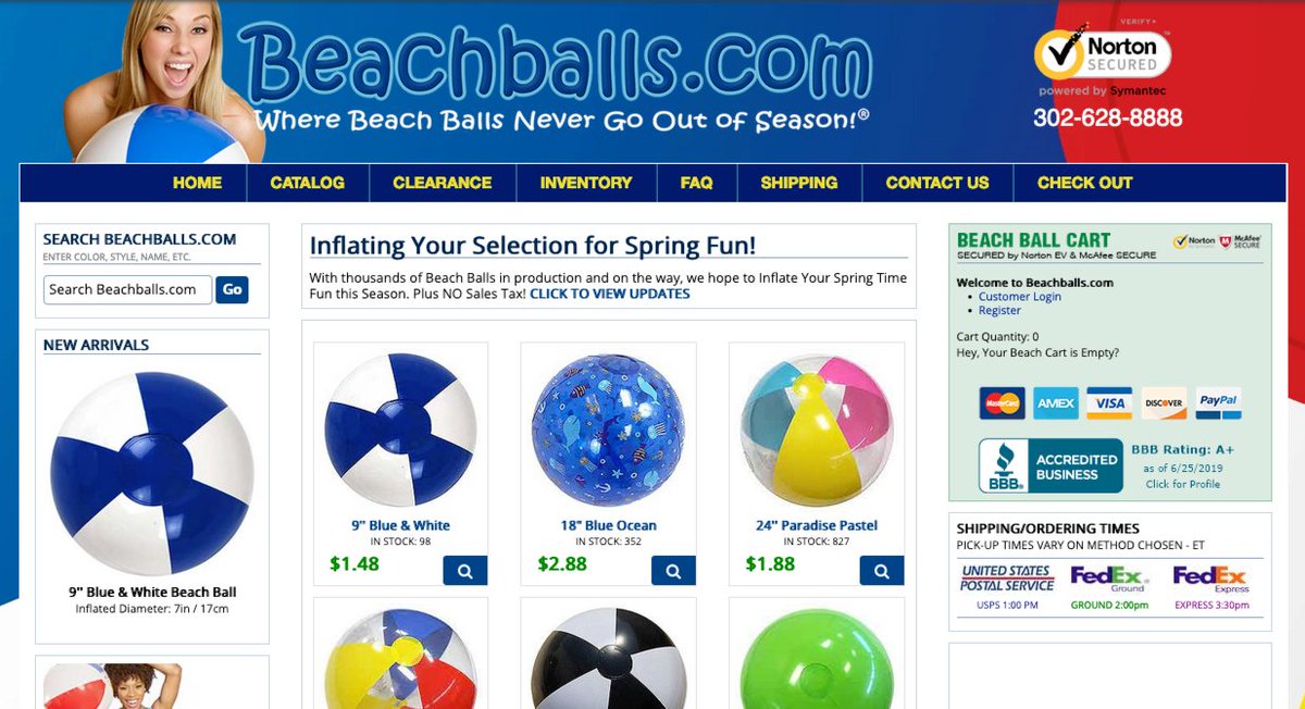  http://Beachballs.com Another neat story; a family-run business, they originally owned the domain cause it was a nickname. They dipped their toe in the beachball business in 2009, and nowadays stock 125,000 beach balls in 500 different styles.