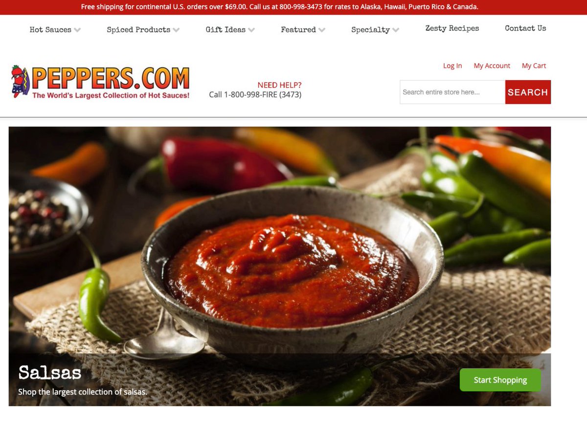  http://Peppers.com Sells 1,000 hot sauces, and hundreds of barbecue sauces, dry rubs and zesty spices. Operated by Chip Hearn, a Hot Sauce Hall of Fame inductee.
