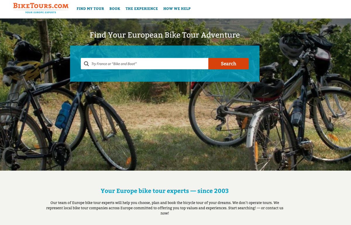  http://BikeTours.com Based in Chattanooga, TN. Helps travelers plan & book bike tours across Europe. Was originally BikeToursDirect,com - they wisely upgraded.