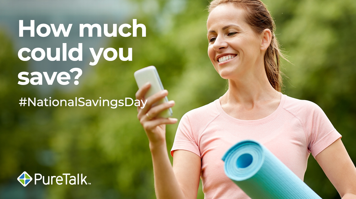PureTalk's tweet photo. #NationalSavingsDay is the perfect time to see how much you can save when you switch to Pure Talk. With our service, the average person saves $400 a year! Find out your potential savings with the tool on our website. https://t.co/5YkSGuWbad https://t.co/XbAmRhSgmi