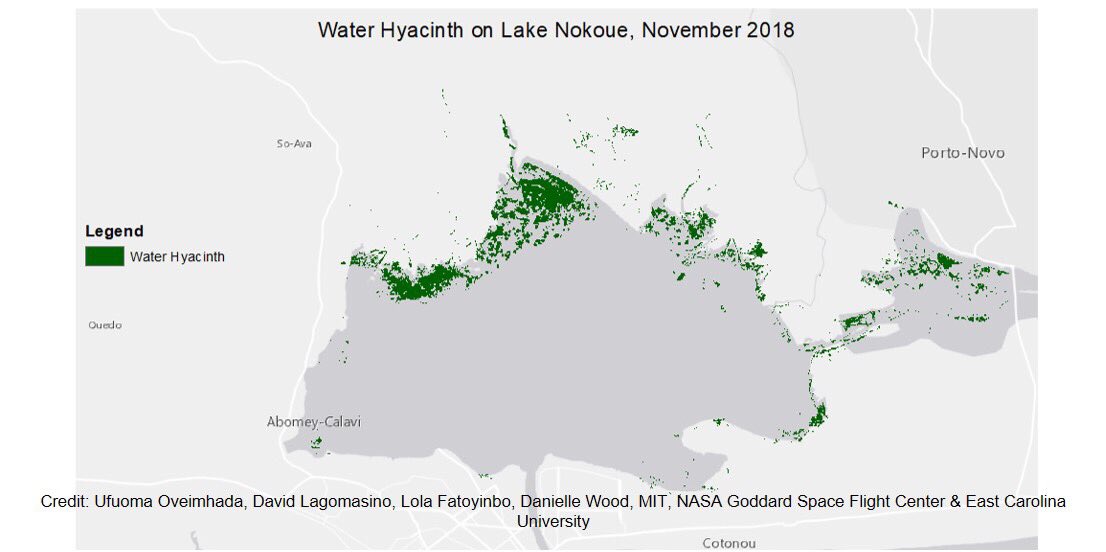 space_enabled's tweet photo. Ufuoma Ovienmhada of Team @space_enabled presents paper for #CyberSpaceIAC2020 from thesis mapping water hyacinth &amp; traditional fishing ponds in Benin with satellite data, part of project funded by @NASAEarth to apply #EO4SDGs. Read results by @itsUfuoma: https://t.co/QB0pUqHRV8 https://t.co/WVv8BTZ8VD
