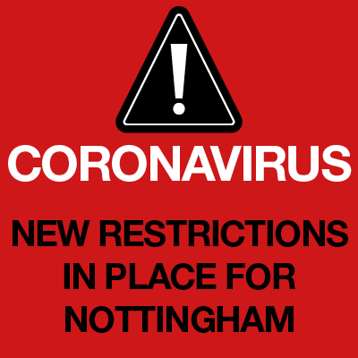 MyNottingham's tweet photo. 🚨 Nottingham has been placed on HIGH Alert restrictions ‼️

Find out what this means including the latest government guidance ▶️ https://t.co/oXrw1z9JKA https://t.co/vJN1UUEqur