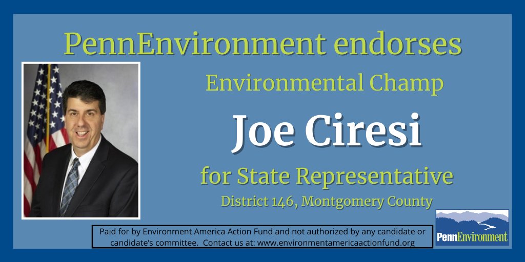 We are pleased to endorse Rep. Joe Ciresi (<a href="/ciresiforpa/">Joe Ciresi</a>) for re-election to State Representative in District 146, Montgomery County. To see all of our endorsements, check out our press release at bit.ly/3ntVg5N.