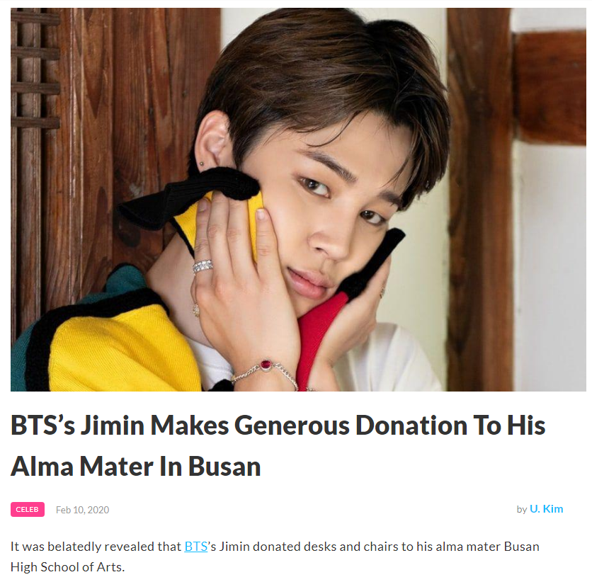 +donating money to be used towards education development, desks & chairs to his alma mater, and these are only a few. Jimin's parents have raised him well since it's been reported that him and his family donate rice to the local community center every year.  #HappyBirthdayJimin