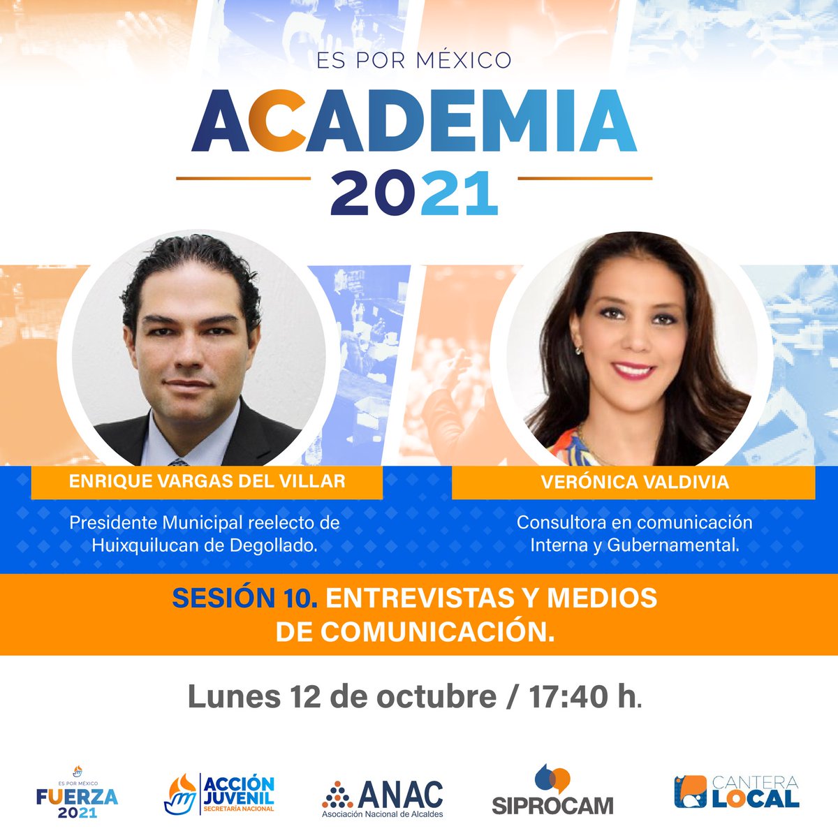 En la sesión de hoy de #Academia2021 nos acompañarán @EnriqueVargasdV, Presidente Municipal de Huixquilucan de Degollado, Estado de México y
@VeroVAcarpediem, consultora en comunicación interna y gubernamental.
⚠️Si eres participante, revisa tu correo 📨 para más información. https://t.co/JOIHUew6tL