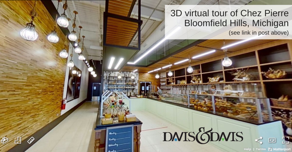 DDavisIntDesign's tweet image. Join us on a virtual tour of Chez Pierre, a fantastic French bakery which recently opened in Bloomfield Hills, Michigan. #Interiorarchitecture &amp;amp; #retaildesign by Davis Davis and architecture by GAV &amp;amp; Associates, Inc. 

View the 3D video:
my.matterport.com/models/Br96pCh…  #interiordesign
