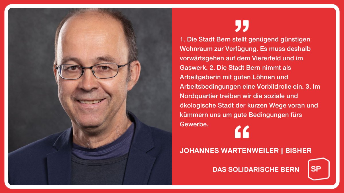 Johannes Wartenweiler, bisher, wieder in den Stadtrat Bern!

#SOLIDARISCHESBERN #SPWAEHLEN #WAHLBERN
