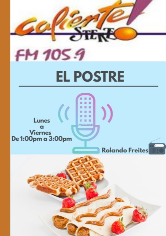 calientestereo's tweet photo. No te olvides de sintonizarnos en "El Postre" con Rolando Freites, de lunes a viernes de 1:00pm a 3:00pm 🎙️
No te lo pierdas, te esperamos 👂🏻📻
#Calientestereo #Rolandofreites #Elpostre https://t.co/4EfWQZP3KU