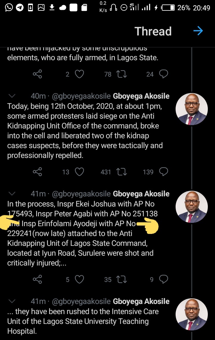 For further checking of the above tweet...The twitter user had identified the officer hours ago, we saw it but waited for "official confirmation" which the governor's press secretary just did.. As the times of these tweets shows..  #SARSMUSTEND  #EndPoliceBrutalityinNigeria