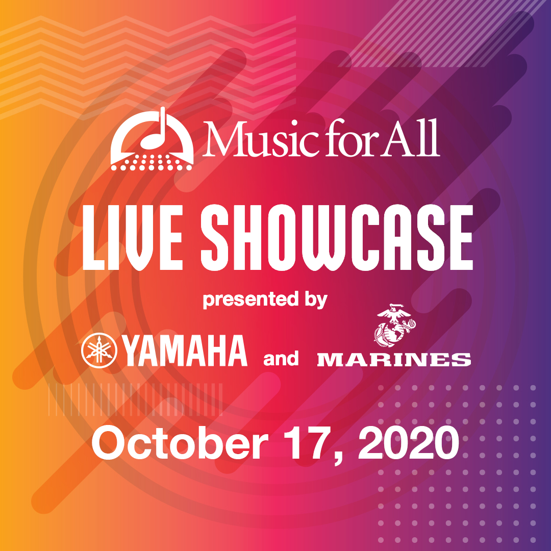 BANDSOFAMERICA's tweet photo. Music for All invites you to our second Live Showcase, presented by Yamaha and the U.S. Marines this weekend. Get a $5 virtual ticket to watch this Saturday, Oct. 17.
See who’s performing and buy your virtual ticket now so you can watch with us! https://t.co/Z7AzEqNcCh https://t.co/kCWe3zER4h