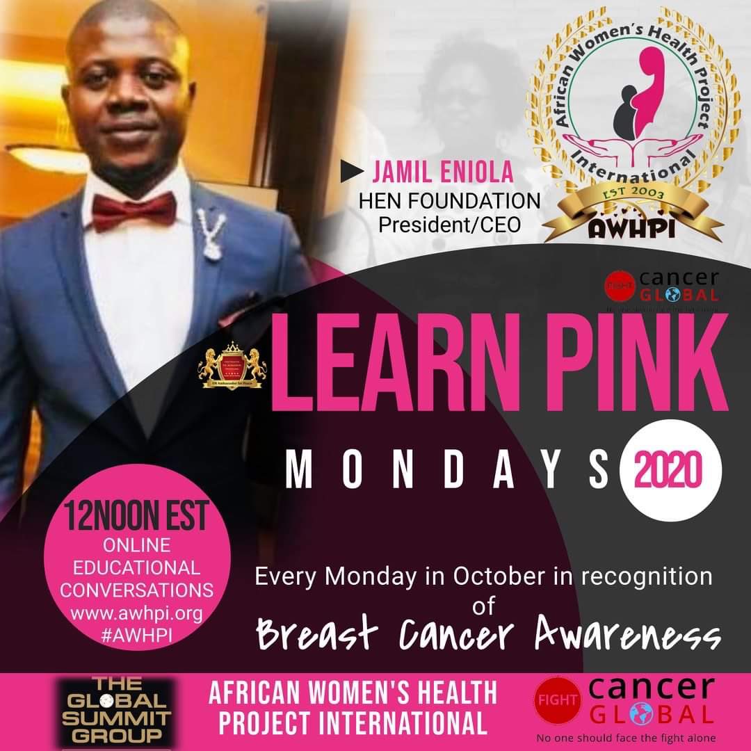 EniolaHen's tweet photo. I will be part of Virtual Walk....*Learn Pink Breast Cancer Awareness Campaign initiative*. “There can be life after breast cancer. The prerequisite is early detection”. #OctoberBreastCancer #AWPHI #FightCancerGlobal #Ambassador #Champion @awhpi @OoniAdimulaIfe @Kearney99496735 https://t.co/g1QjZYyvaU