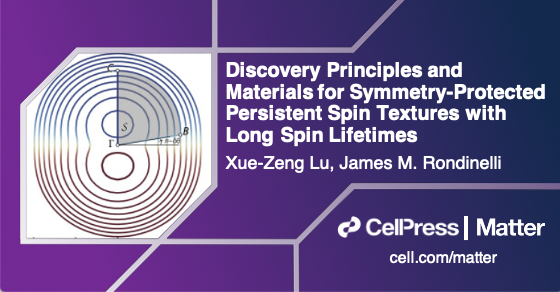 Matter_CP (@matter_cp) on Twitter photo Xue-Zeng Lu & <a href="/JMRondinelli/">James Rondinelli</a> <a href="/NorthwesternEng/">Northwestern Engineering</a> <a href="/ResearchNU/">NorthwesternResearch</a> create a chemistry-agnostic strategy to design symmetry-protected persistent spin texture materials in #MatterIssue15!
Featured article: bit.ly/30YwvVs Xue-Zeng Lu & <a href="/JMRondinelli/">James Rondinelli</a> <a href="/NorthwesternEng/">Northwestern Engineering</a> <a href="/ResearchNU/">NorthwesternResearch</a> create a chemistry-agnostic strategy to design symmetry-protected persistent spin texture materials in #MatterIssue15!
Featured article: bit.ly/30YwvVs