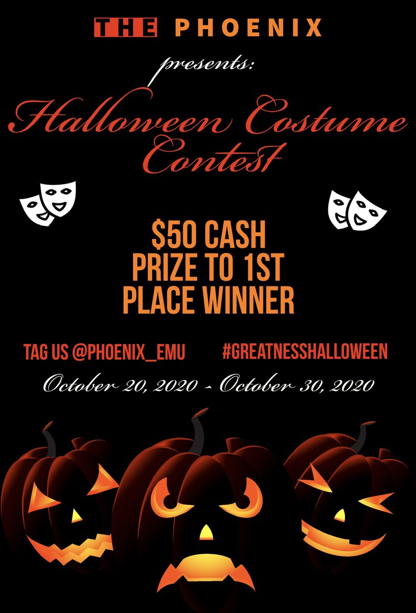 dxezduh's tweet photo. Spooky season is here! 🎃The Phoenix will be hosting a Halloween costume contest👀You must submit your costumes starting October 20th until October 30th 11:59pm.

You can submit twice, once by yourself and then with a partner!👻

#EMU24 #EMU23 #EMU22 #EMU21

 #GreatnessHalloween https://t.co/4W78VOgG9E