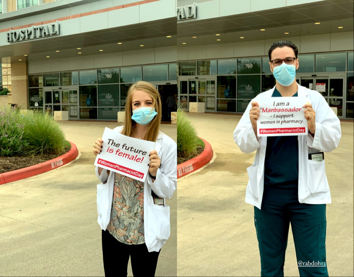 TXpharmAssn's tweet photo. TPA Student Pharmacist members @Rabdoh13 (recent TPA intern!) and Heather McCann of @TAMUpharmacy show how they are celebrating #WomenPharmacistDay. How are you celebrating and promoting the many contributions of women in the #pharmacy profession? Reply with your own photos! https://t.co/AlFYQJVIjE