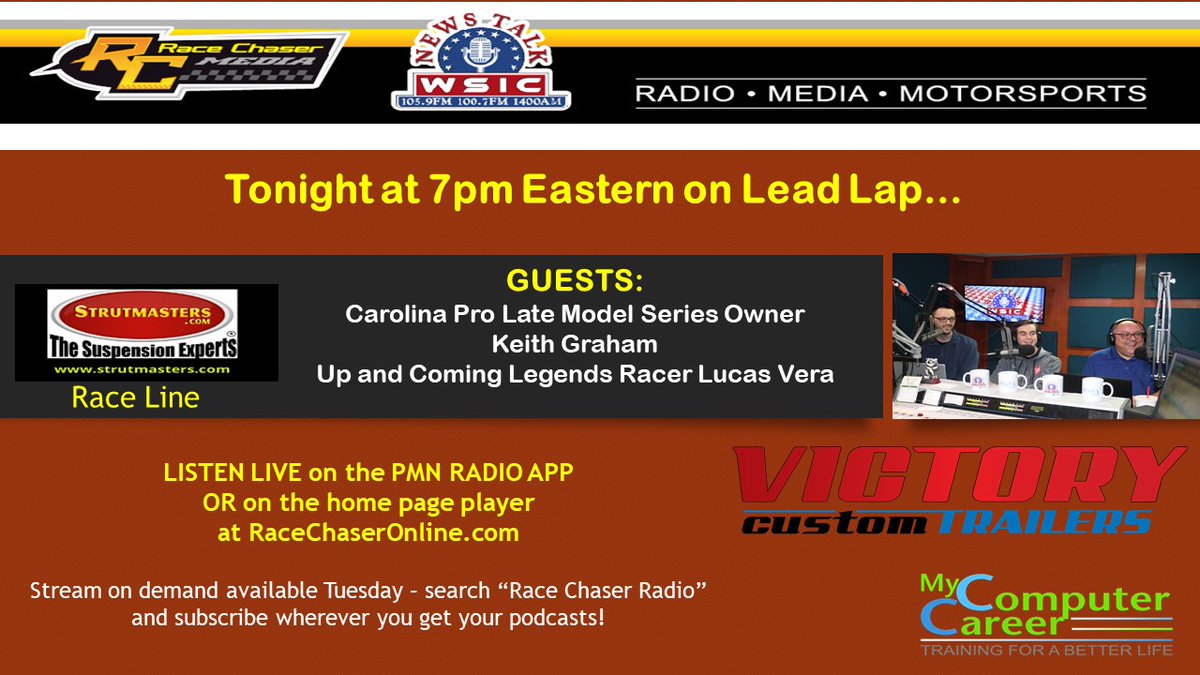 🚨LIVE SHOW ALERT!🚨
Tune in at 7pm Eastern tonight as <a href="/USLegendCars/">US Legend Cars/INEX</a> racer Lucas Vera and <a href="/CPLMS09/">Carolina Pro Late Models Series CPLMS _ CCMS</a> series owner Keith Graham join Tom on #LeadLAP powered by <a href="/VictoryTrailers/">VictoryCustomTrailer</a> on <a href="/PMNRadio/">PerformMotorsports</a> App and our racechasermedia.com home page player! 

#NASCAR #shorttrack #carolinasracing