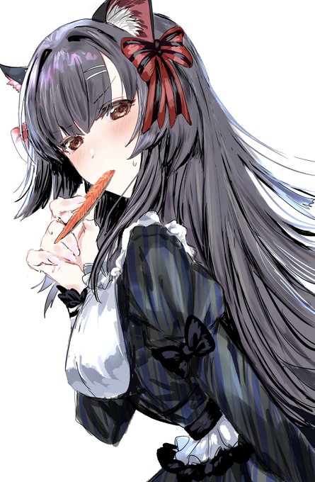 78日目。鮭とばを食べる猫ふゆ。 #黛冬優子 