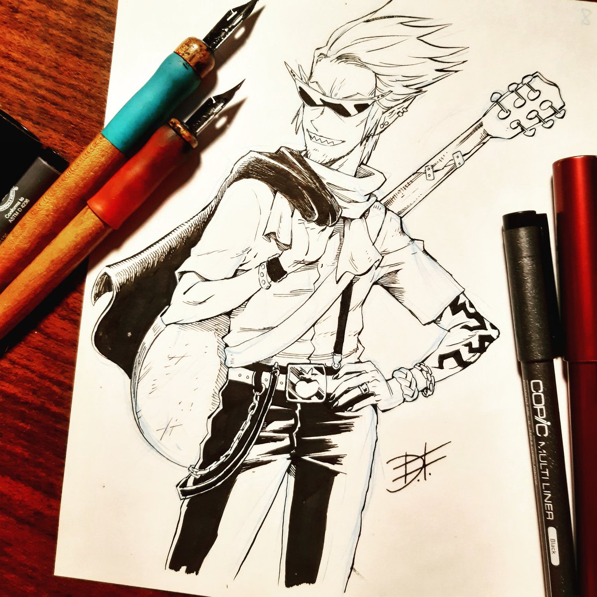 DavidFueleki's tweet photo. Diesen #inktober2020 Dämon hatte ich in Gedenken an Eddie van Halen einer Rock'n'Roll-Intensivkur unterzogen.
#inktober #gpen #vanhalen #rocknroll #demonmindgame #mangadrawing https://t.co/qeVEIYJmqZ