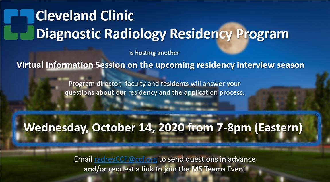 Please join us for our next Diagnostic Radiology Residency Virtual Info session! #futureradres #radres #MedStudentTwitter