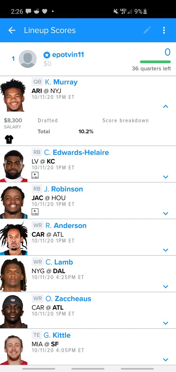 epotvin11's tweet photo. @chanpionFF @FanDuel_Support For example.. in the Sunday Million if i go into one of my lineups and expand down on a player i see their ownership. I'm jotting some down.. to see if they end up holding true once everything is back online. https://t.co/jRbgu37i1k